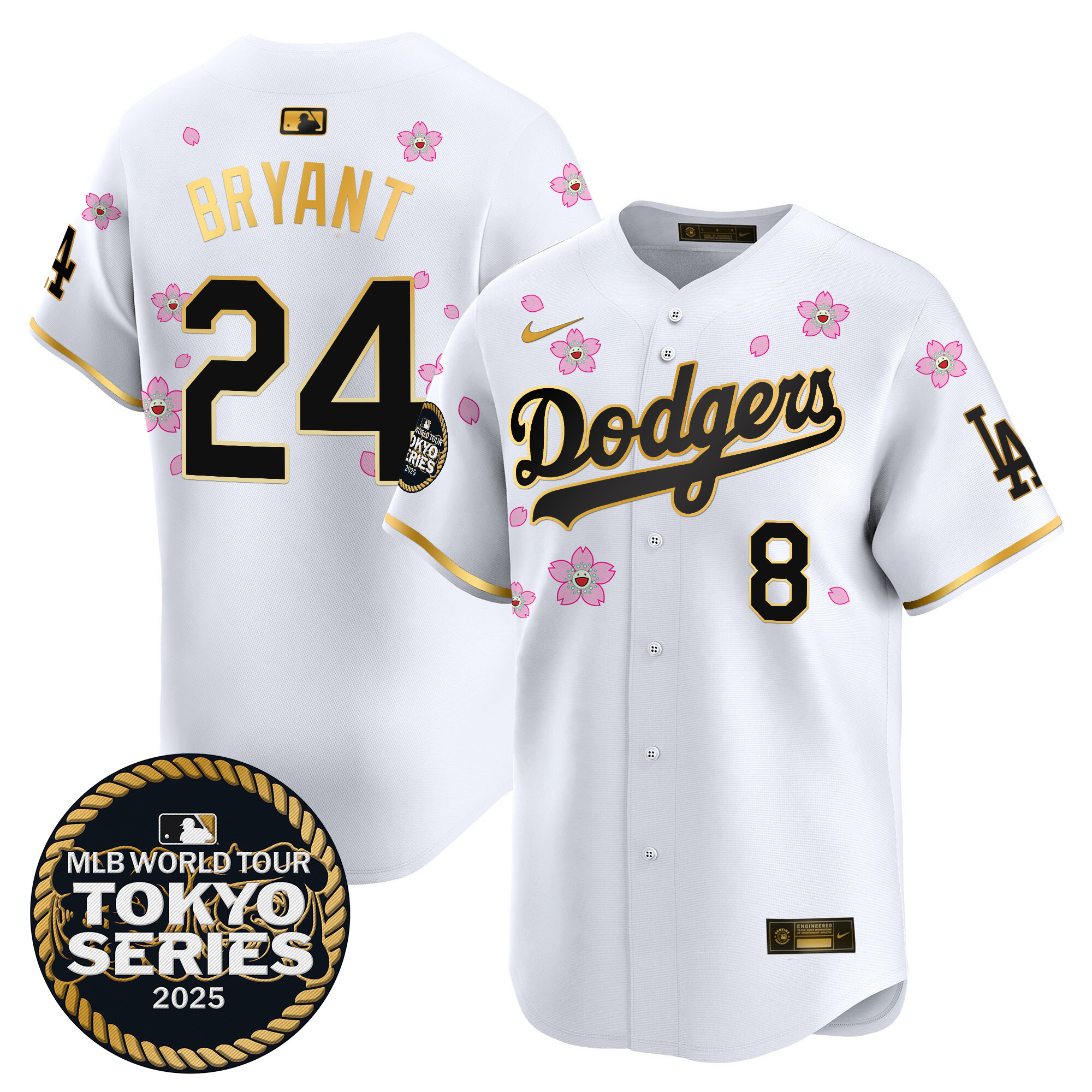 Men Los Angeles Dodgers 24 Bryant Tokyo Series white Limited Stitched 2025 Jersey style9